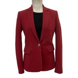 Massimo Dutti Wool Blend Brick Red Blazer Jacket Size 6US